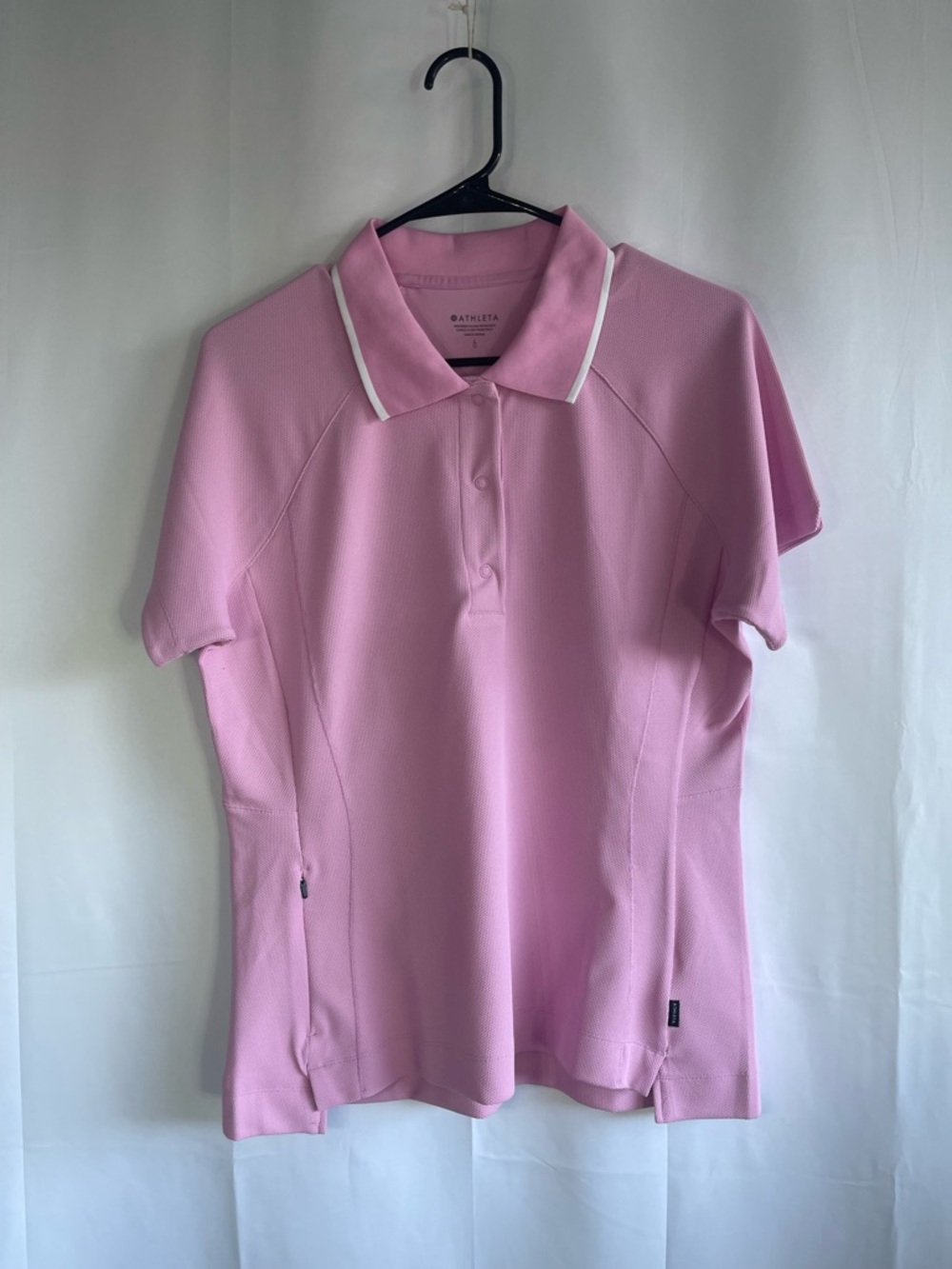 Athleta Light Pink Polo with White Collar Trim